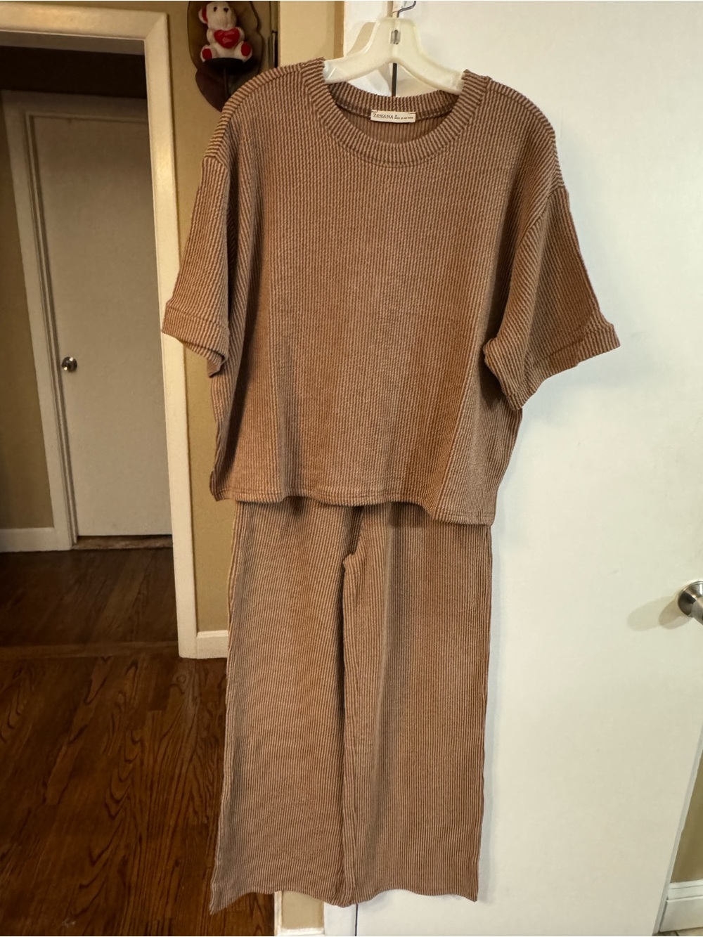 Zenana Outfitters Ribbed Two-Piece Set in Taupe Brown - Picture 5 of 10